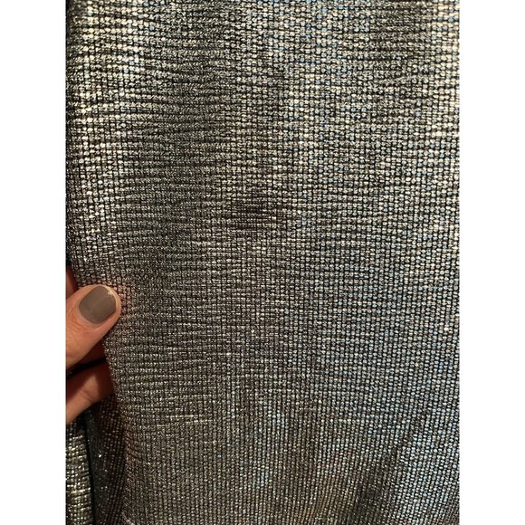 Lauren Ralph Metallic Long Sleeve Dress Size 12 Grey Rt $195 Cocktail Formal - Picture 3 of 4
